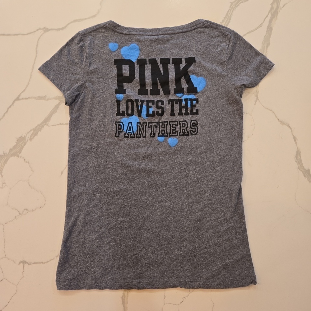 NFL x Victoria's Secret Carolina Panthers T-Shirt Gray Blue Womens Size Medium - Picture 4 of 8